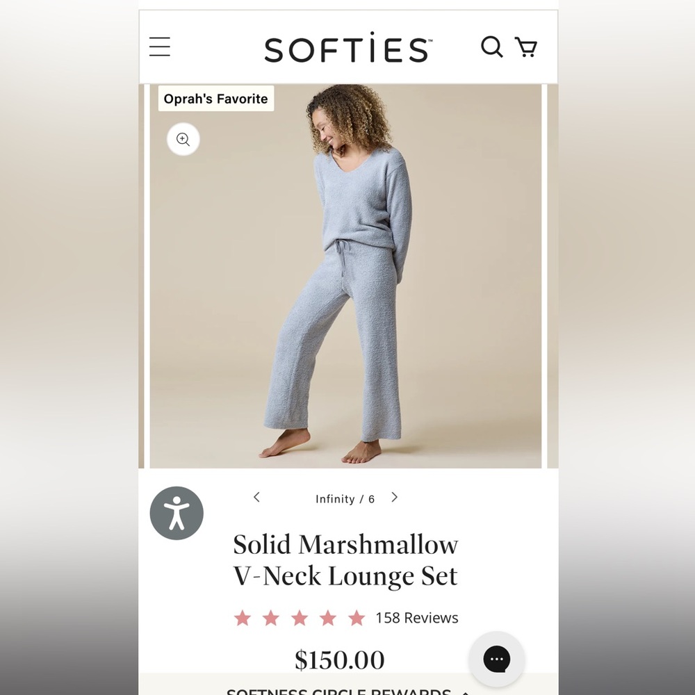 NWT Softies Women's Solid Marshmallow
V-Neck Lounge Set